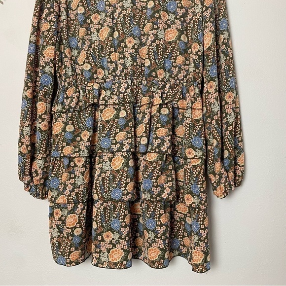 CITY STUDIO Womans Ruffle V neck  Multicolor Dress Tiered Ruffle Long Sleeve XXL - Picture 5 of 16